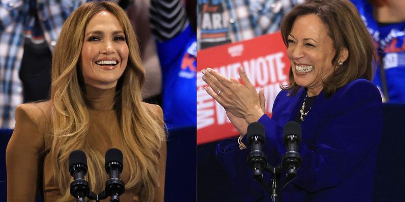 Jennifer Lopez (left) Kamala Harris (right)