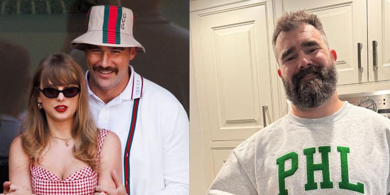 Taylor Swift and Travis Kelcee (left) Jason Kelce (right)