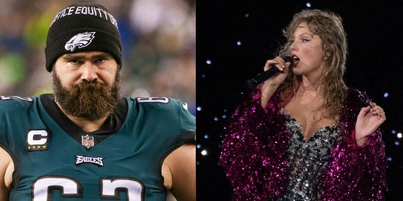 Jason Kelce (left) Taylor Swift (right)