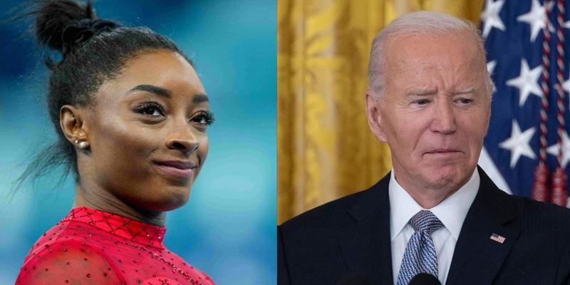 Simone Biles (left) Joe Biden (right)