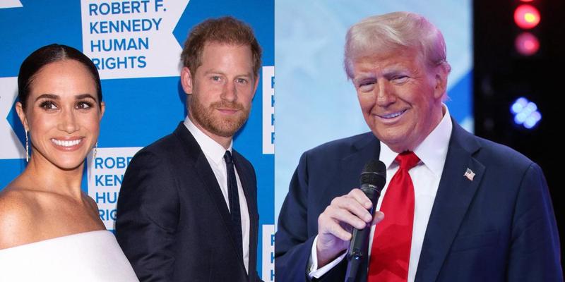 Meghan Markle, Prince Harry, Donald Trump photo collage