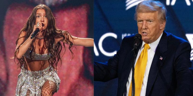 Olivia Rodrigo (left) Donald Trump (right)