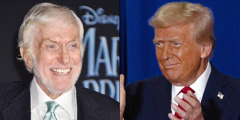 A photo collage of Dick Van Dyke and Donald Trump