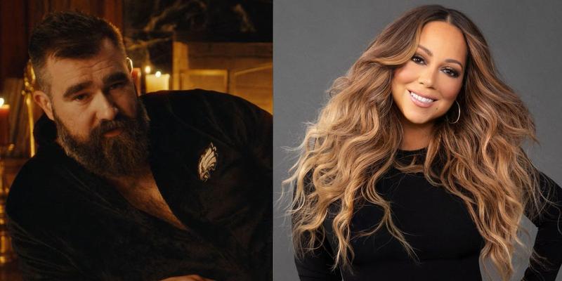 Jason Kelce (left) Mariah Carey (right)