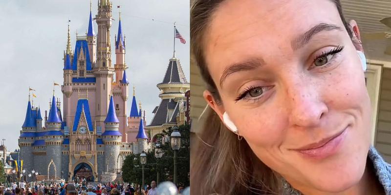 Disney World's castle (left) Kylie Kelce (right)