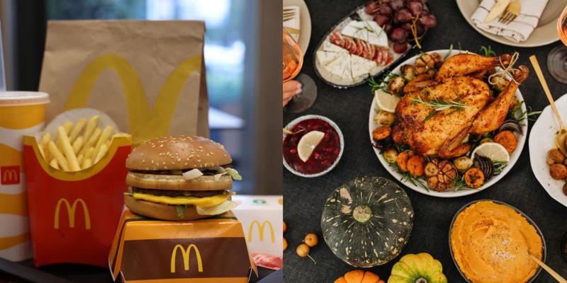 McDonald's meal (left) Thanksgiving meal (right)