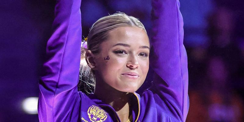 December 16, 2024: LSU's Olivia ''Livvy'' Dunne is introduced to the crowd prior to LSU's Gym 101 Open Mike Night at the Pete Maravich Assembly Center in Baton Rouge, LA. Jonathan Mailhes/CSM (Credit Image: © Jonathan Mailhes/Cal Sport Media) Newscom/(Mega Agency TagID: csmphotothree333853.jpg) [Photo via Mega Agency]