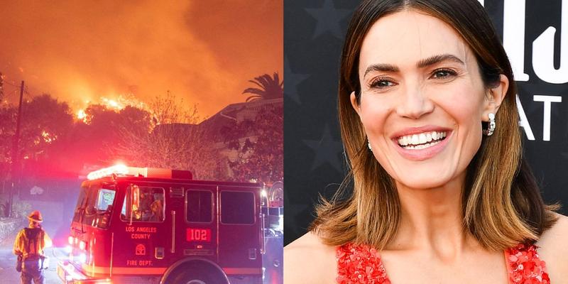 California wildfires (left) Mandy Moore (right)