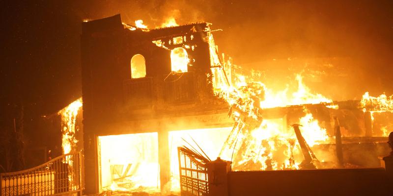 House being burnt down in Pacific Palisades fire