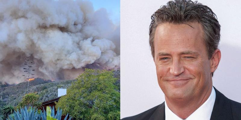 California wildfires (left) Matthew Perry (right)