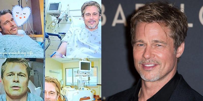 Photo colage of AI Images of Brad Pitt alongside the real Brad Pitt