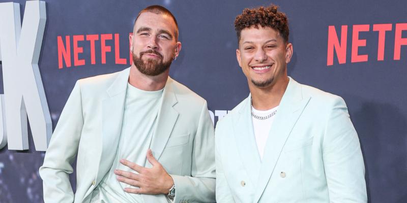 Patrick Mahomes and Travis Kelce at Los Angeles Premiere Of Netflix's 'Quarterback' Season 1