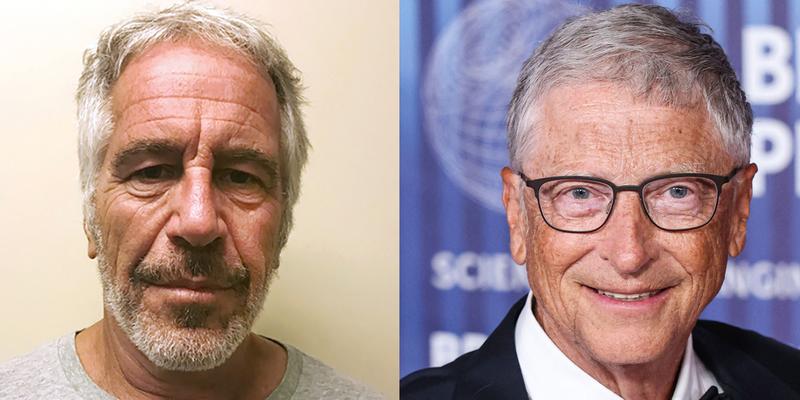 A photo collage of Jeffrey Epstein and Bill Gates