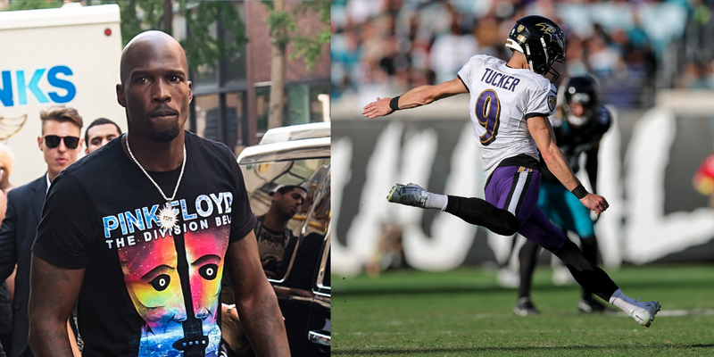 Side by side of Chad 'Ochocinco' Johnson and Justin Tucker.