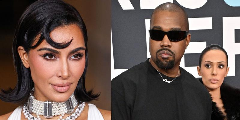 Kim Kardashian (left) Kanye West and Bianca Censori (right)