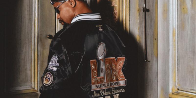 Juvenile wearing Crown Royal x Starter NFL Super Bowl LIX Satin Jacket