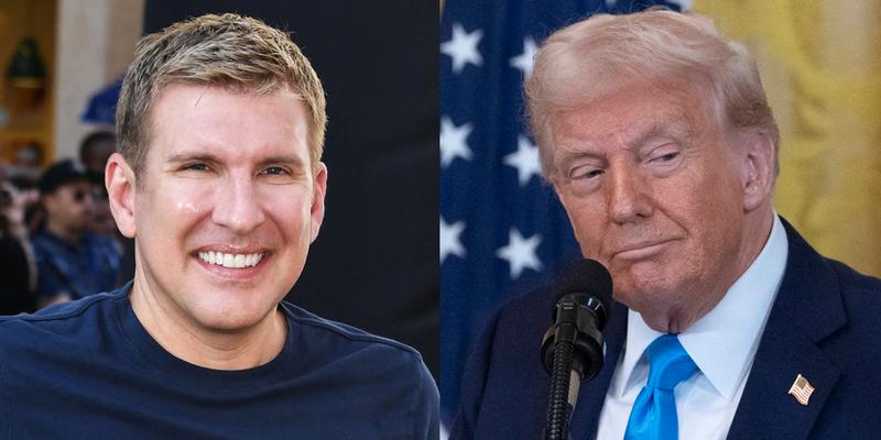 A photo collage of Todd Chrisley and President Donald Trump