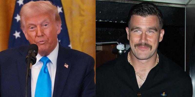 Donald Trump (left) Travis Kelce (right)