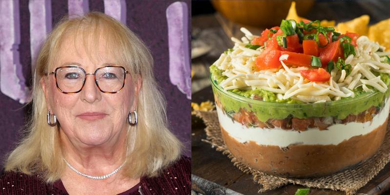 Donna Kelce (left) Seven layer dip (right)