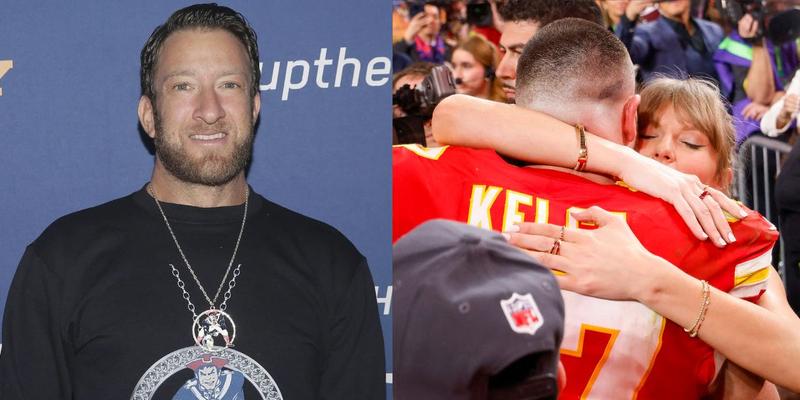 Dave Portnoy, Travis Kelce and Taylor Swift photo collage