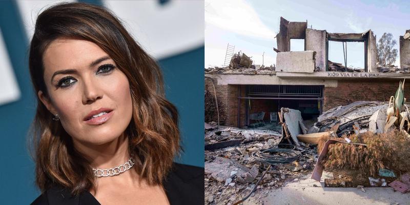 Mandy Moore (left) LA fire damage (right)