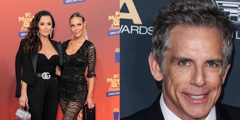 Side by side of Kyle Richards, Dorit Kemsley, and Ben Stiller.