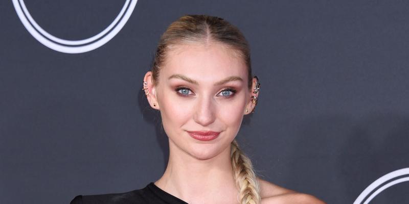 Cameron Brink posing in a black dress on the red carpet at the ESPYS.