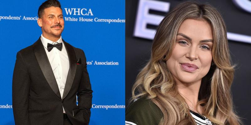 Side by side of Jax Taylor and Lala Kent posing on the red carpet.