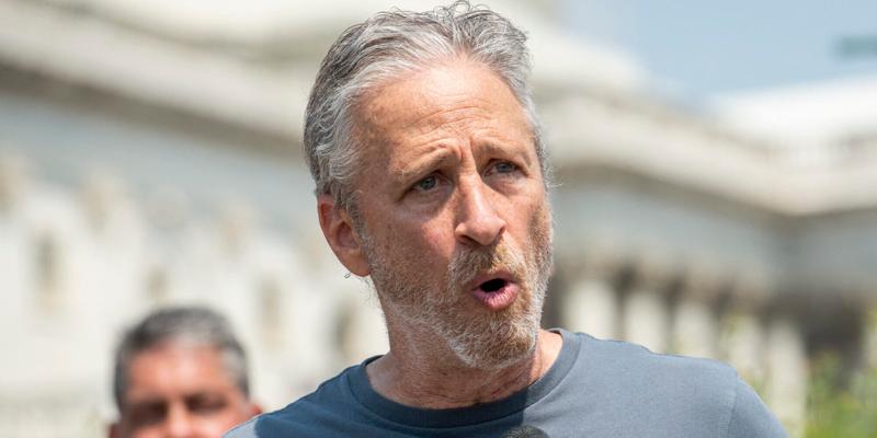 Jon Stewart and John Feal hold a press conference to unveil legislation to address toxic exposure