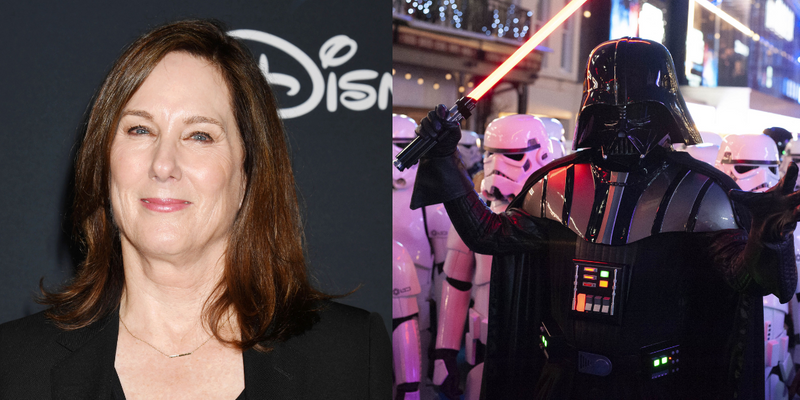 Kathleen Kennedy and Darth Vader from Star Wars