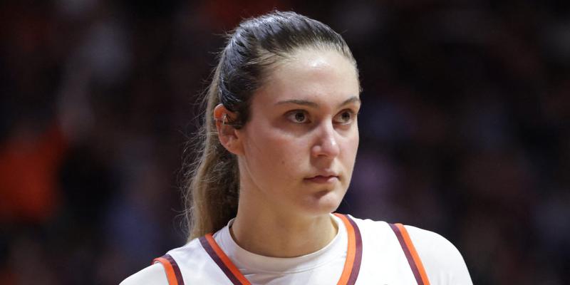 February 25, 2024: Virginia Tech Hokies center Elizabeth Kitley (33) looks on during the NCAA Women's Basketball game between the North Carolina Tar Heels and the Virginia Tech Hokies at Cassell Coliseum in Blacksburg, Virginia. Greg Atkins/CSM (Credit Image: © Greg Atkins/Cal Sport Media) Newscom/(Mega Agency TagID: csmphotothree236044.jpg) [Photo via Mega Agency]