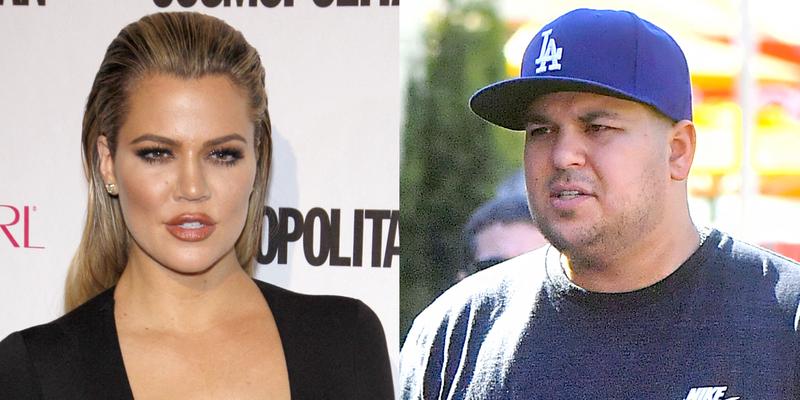 A photo collage of Khloé Kardashian and her brother Rob Kardashian