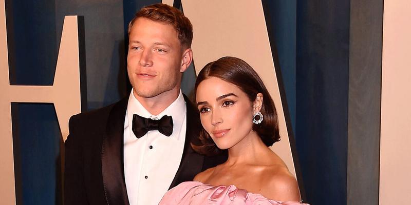 Christian McCaffrey and Olivia Culpo at the 2022 Vanity Fair Oscar Party Hosted By Radhika Jones