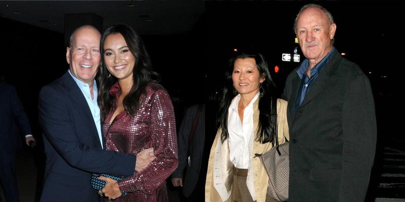 Bruce Willis and Emma Heming Willis, Late Gene Hackman and late wife, Betsy Arakawa photo collage