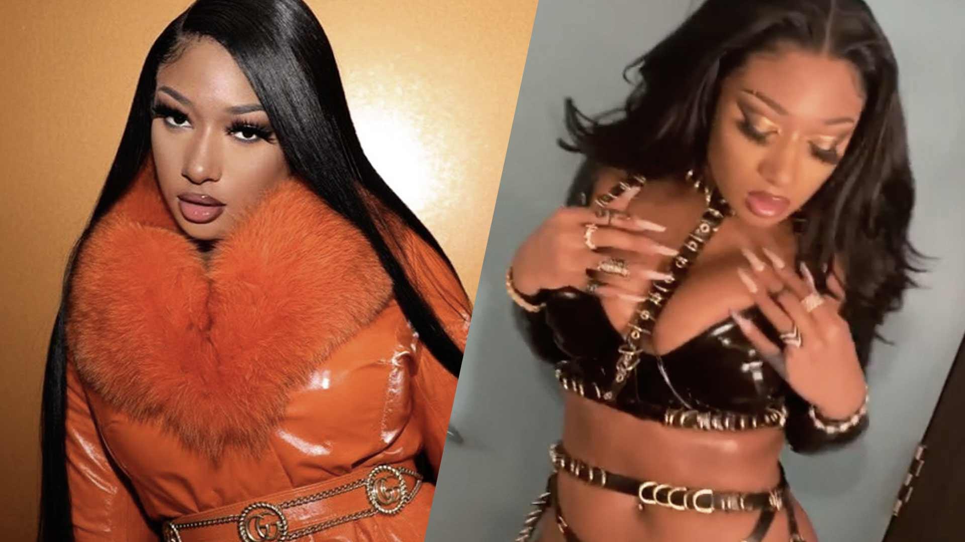 Megan Thee Stallion Teases Fans In Tiny Dominatrix Suit & Insane Body Chains