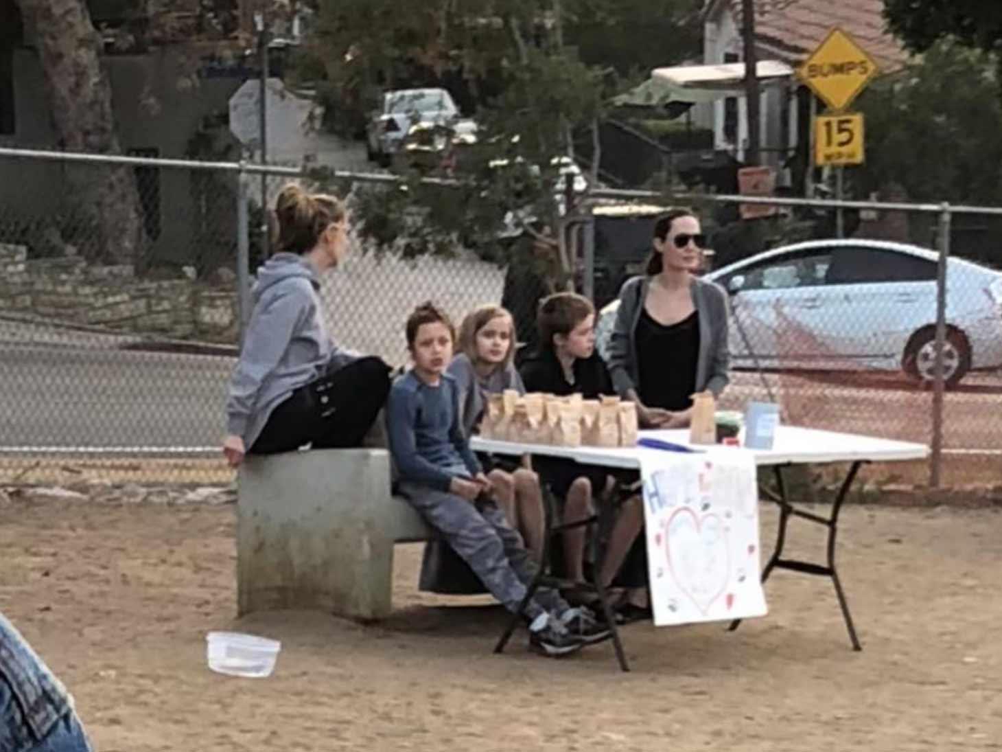 Angelina Jolie & Her Children Spotted Selling Organic Dog Treats in the Park