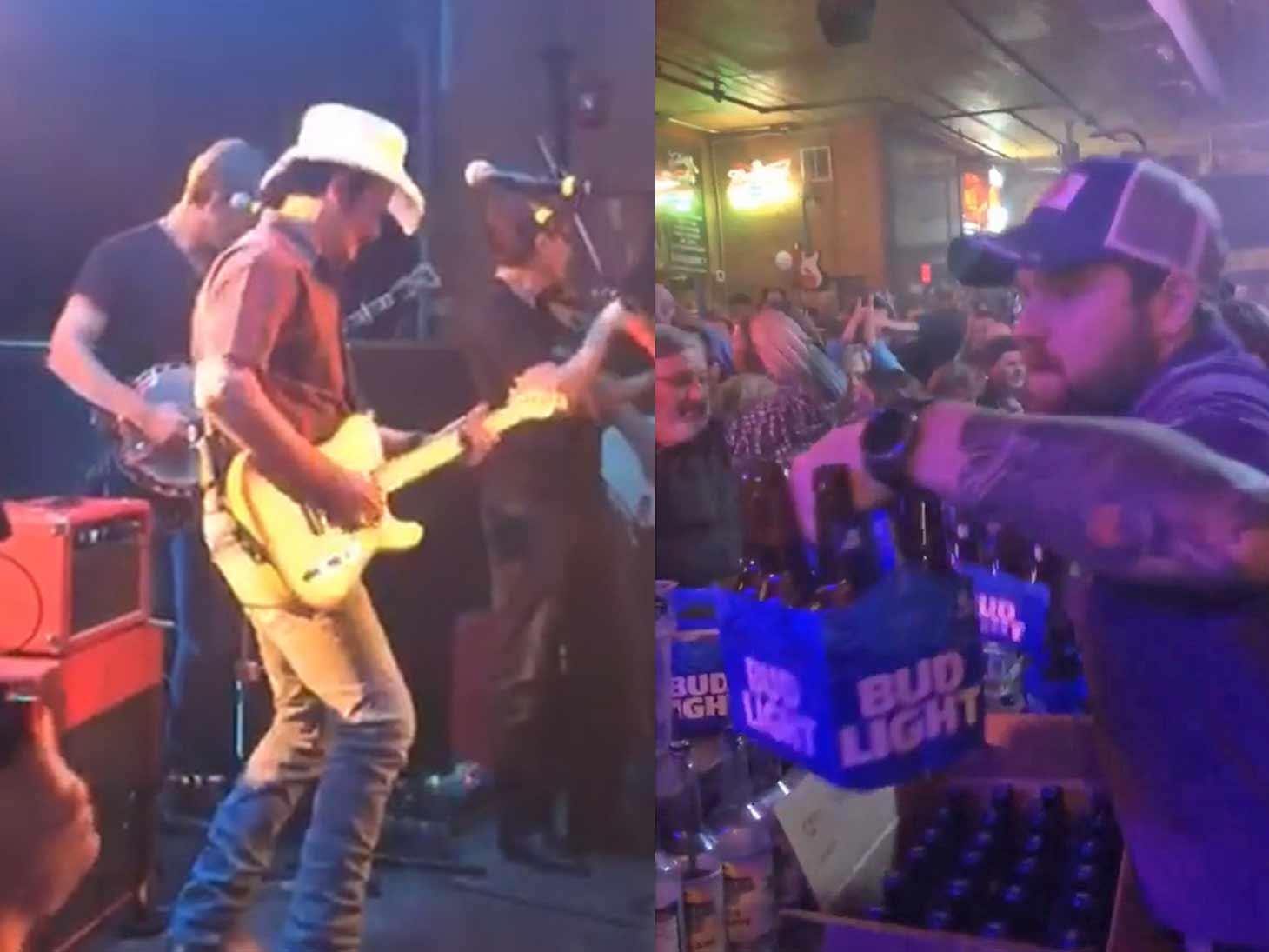 Brad Paisley Buys a Round of Beers for Nashville Bar During Filming of Music Video