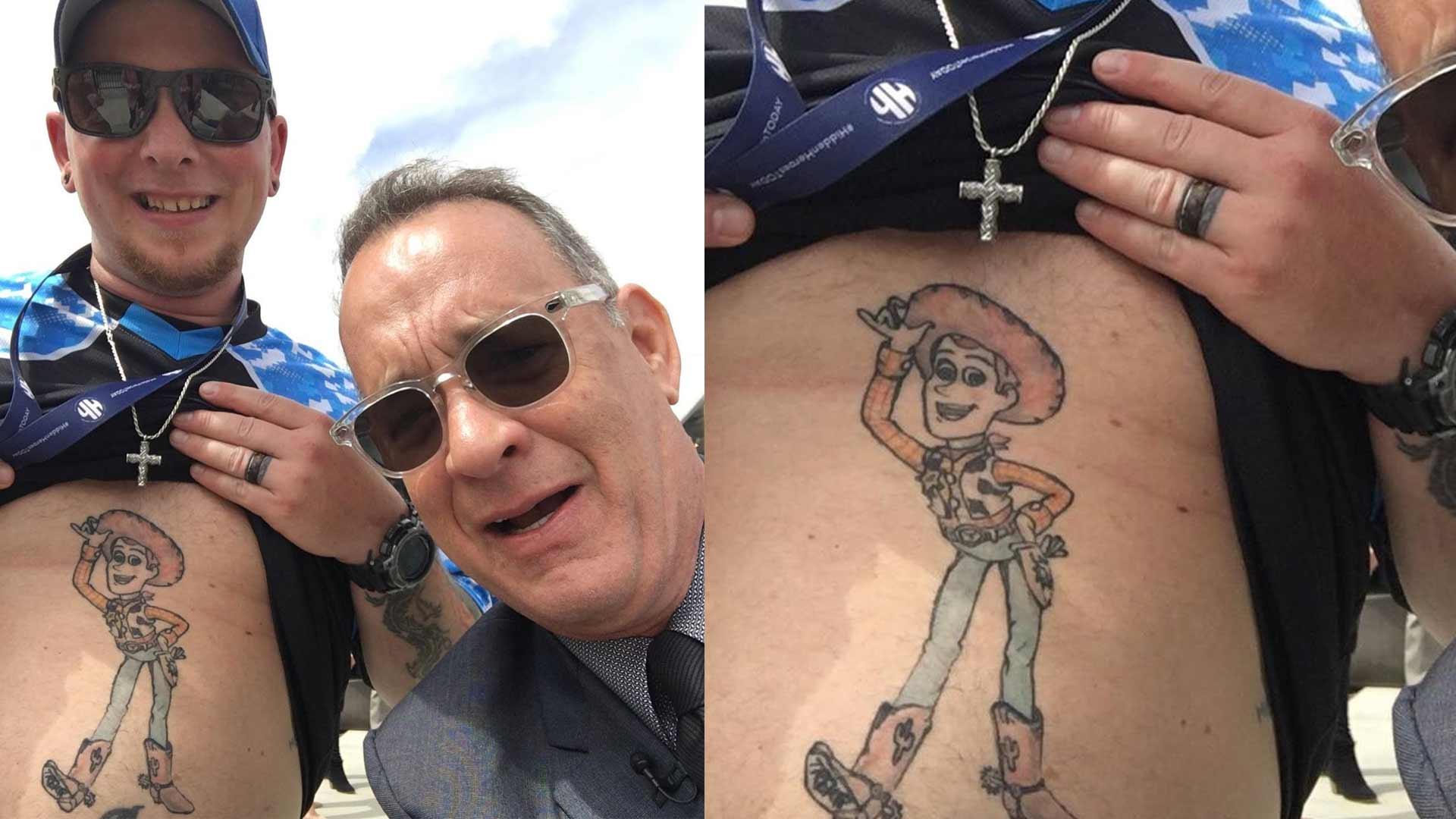 Tom Hanks Gives Stamp of Approval to Man With ‘Toy Story’ Stomach Tattoo