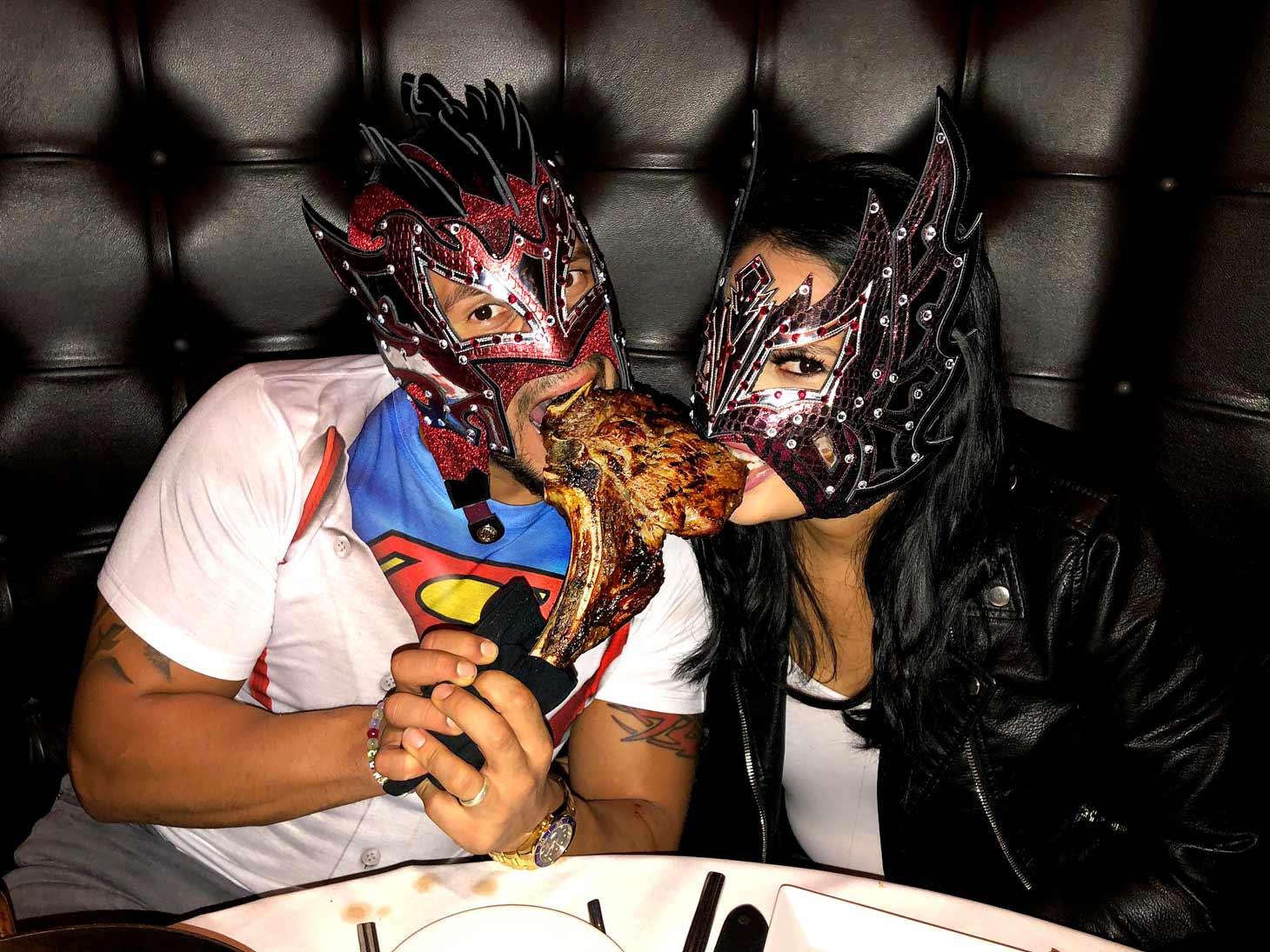 WWE Luchador Star Kalisto & Wife Can’t Mask Their Love While Tag-Teaming Steak Dinner