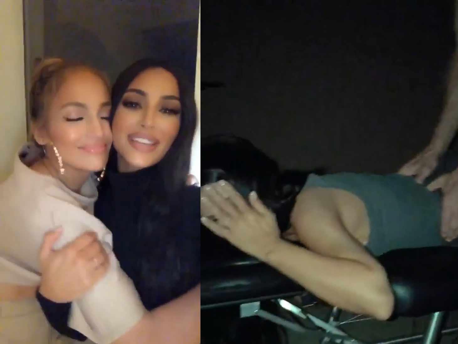 Kim Kardashian Got a Face Down Massage While Hosting J. Lo for Screening of New Film