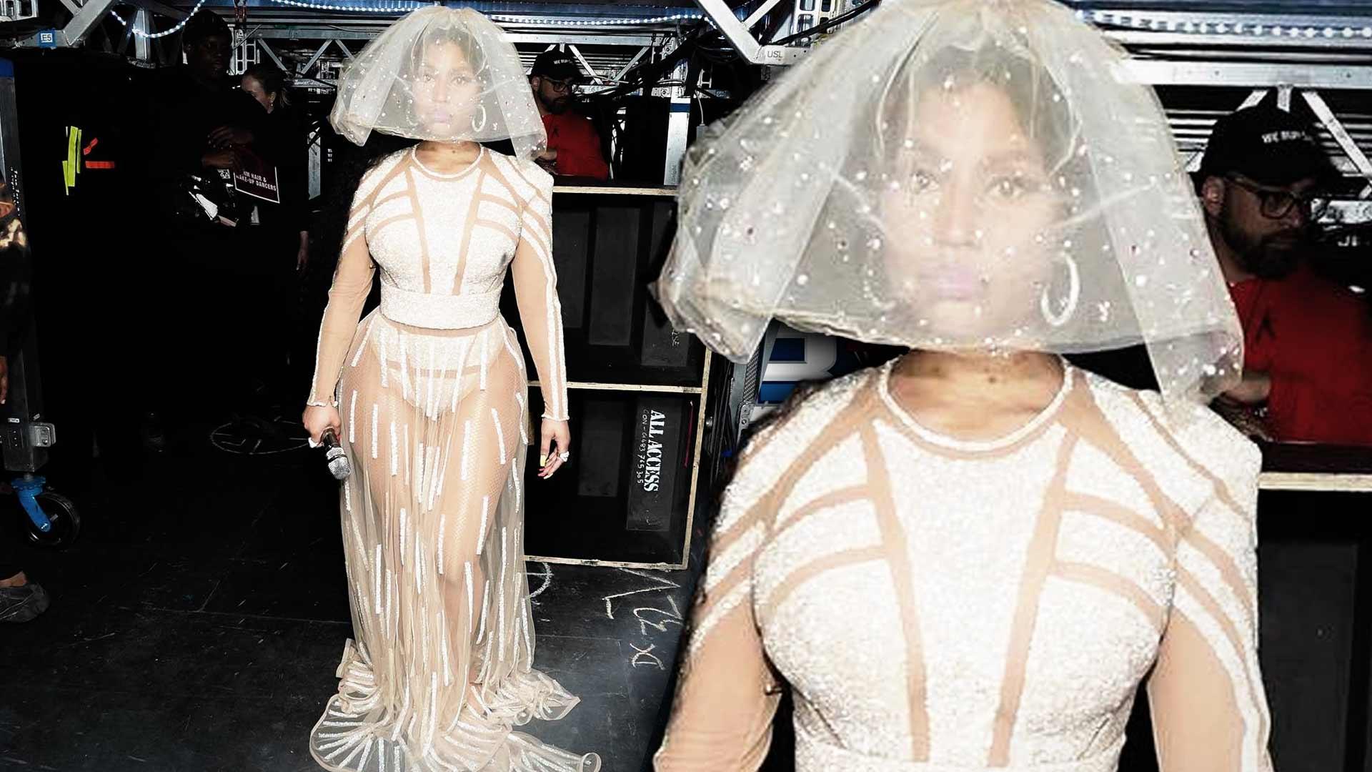 Nicki Minaj Continues to Tease Marriage Rumors with Bridal Dress at Concert