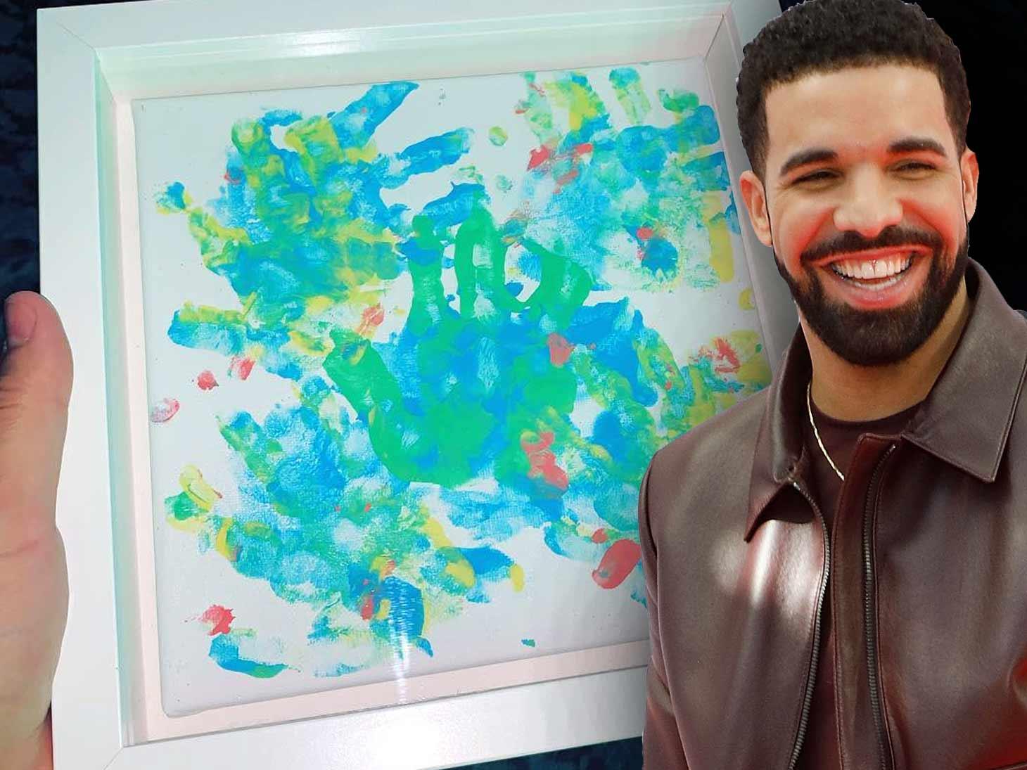 Drake is a Proud Dad While Showing Off Son Adonis’ Finger Painting