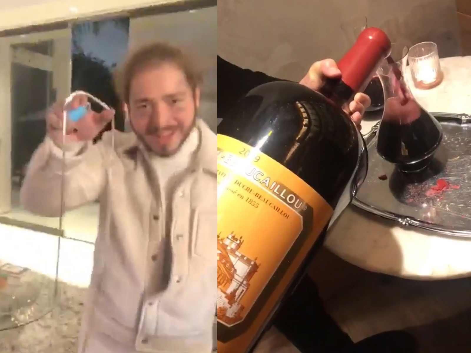 Post Malone Trades in His Beer Bong for a Gigantic Bottle of Wine