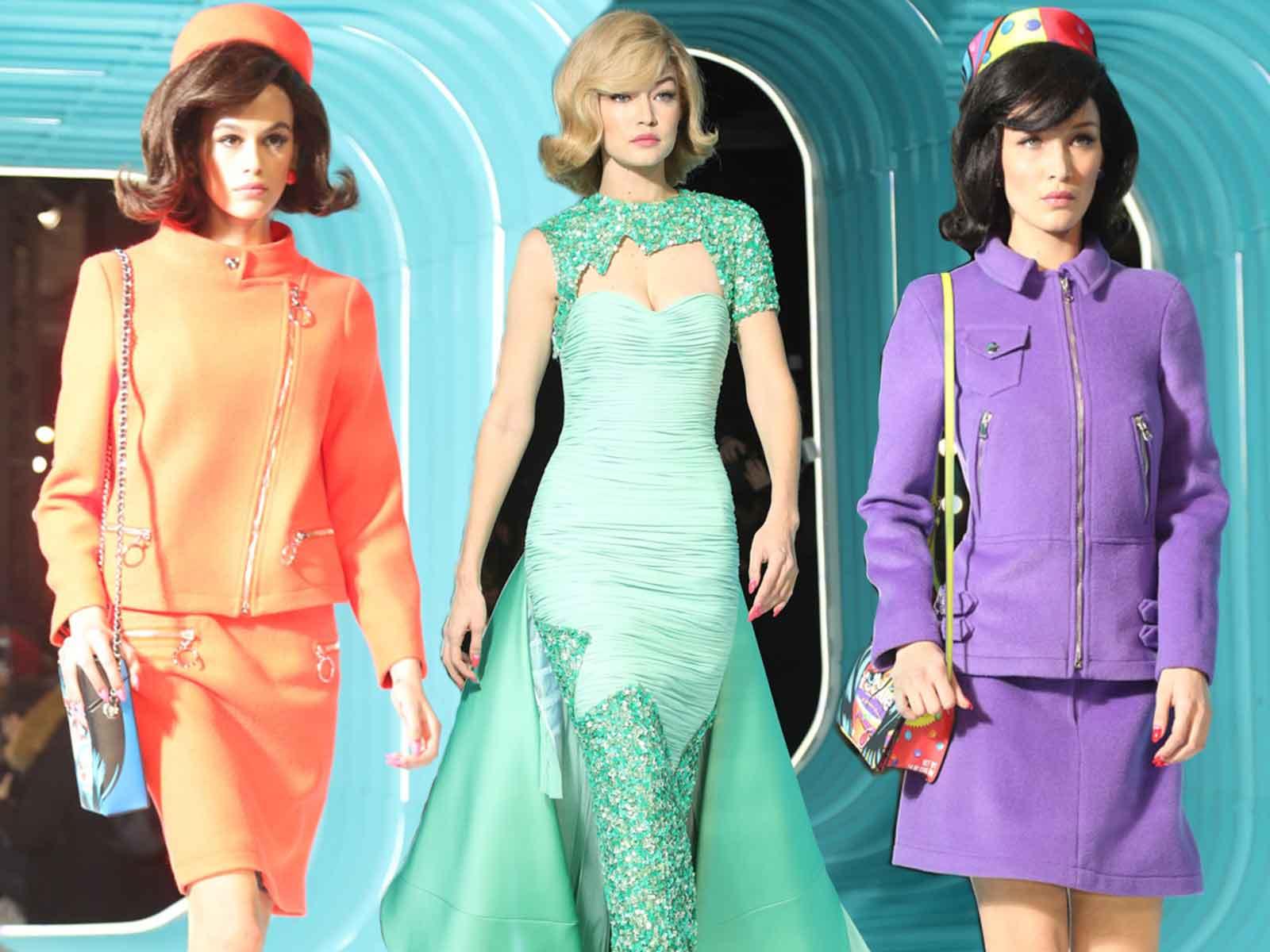 Kaia Gerber, Gigi and Bella Hadid Lead Catwalk in Retro Moschino Fashion Show