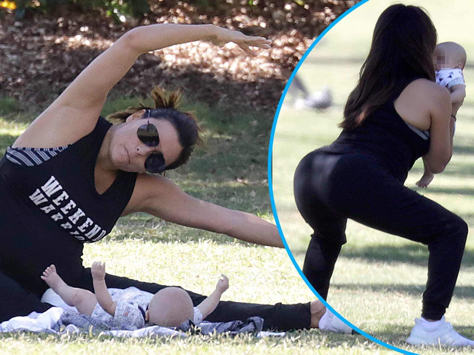 New Mom Eva Longoria Gets Her Morning Workout In With Baby Santiago