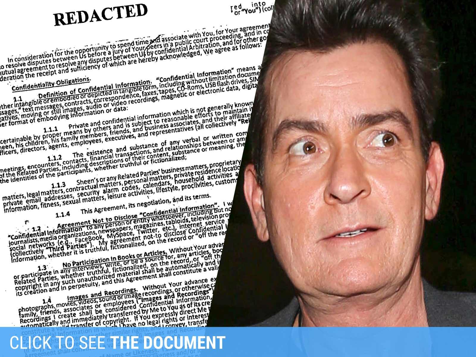 Charlie Sheen’s ‘Hooker’ Contract Reveals Loose Lips Cost $100,000