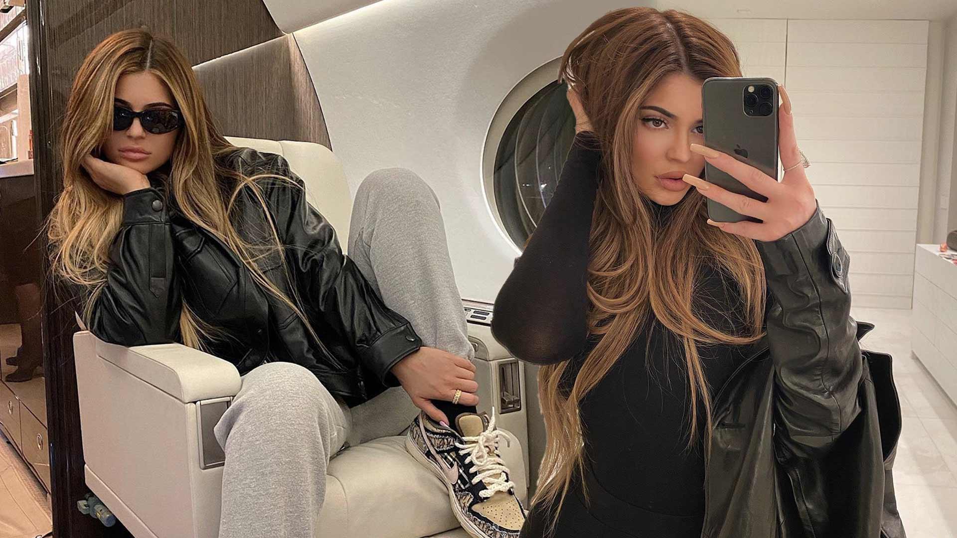 Kylie Jenner Flaunts New Honey Highlights And $150K Hermes Birkin Bag On A Private Jet