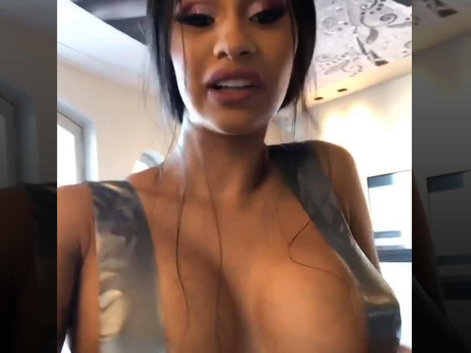 Cardi B Gets a Makeshift Breast Lift: Now, That's a Sticky Situation