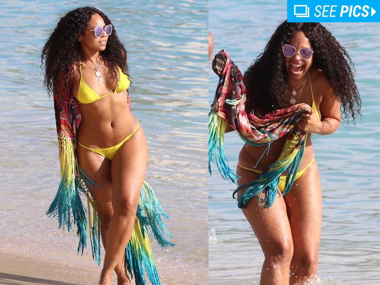 Ashanti Mesmerizes on the Beach in Tiny Bikini