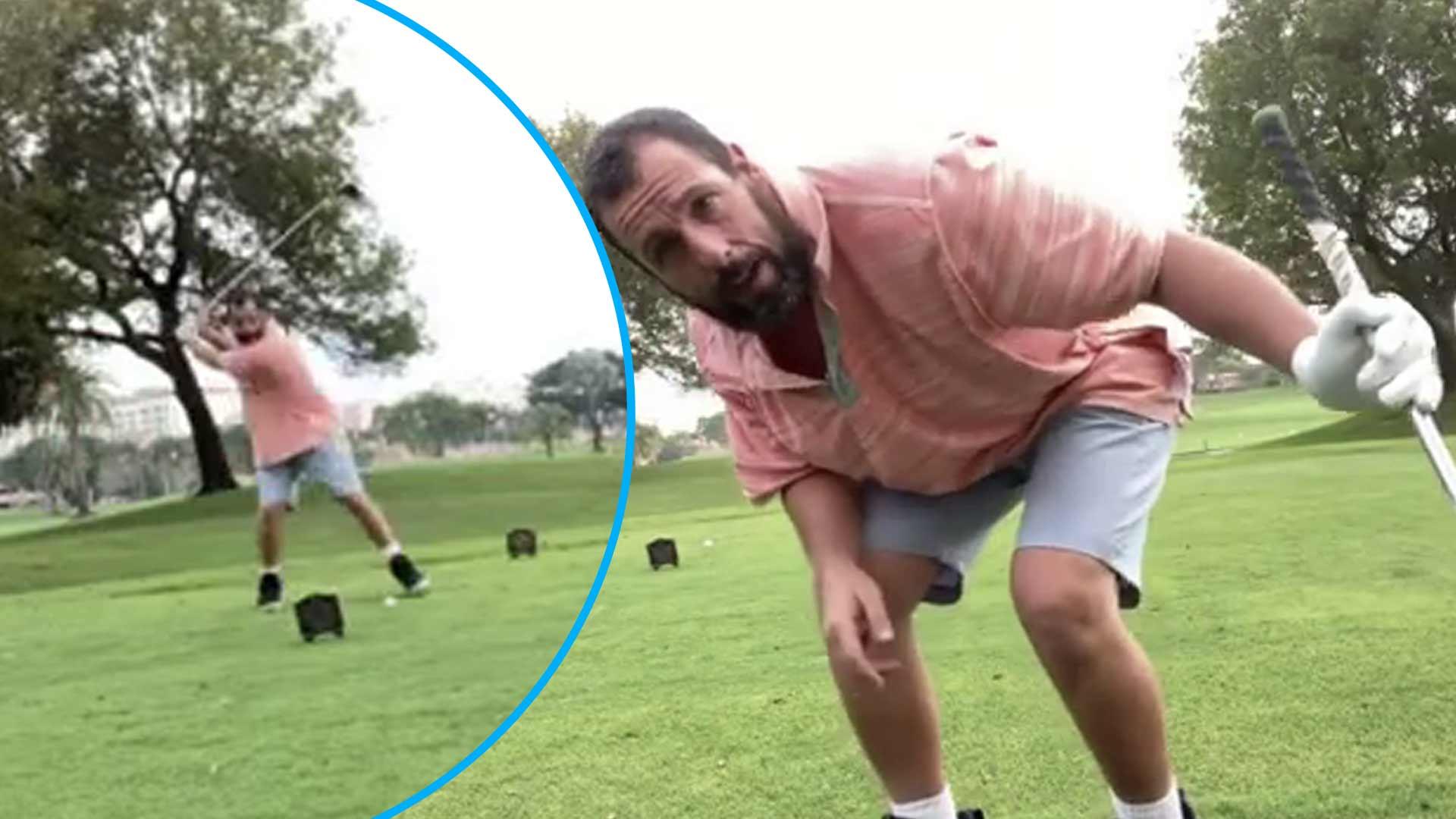 Adam Sandler Hits AN ABSOLUTE BOMB With ‘Happy Gilmore’ Golf Swing 25-Years Later